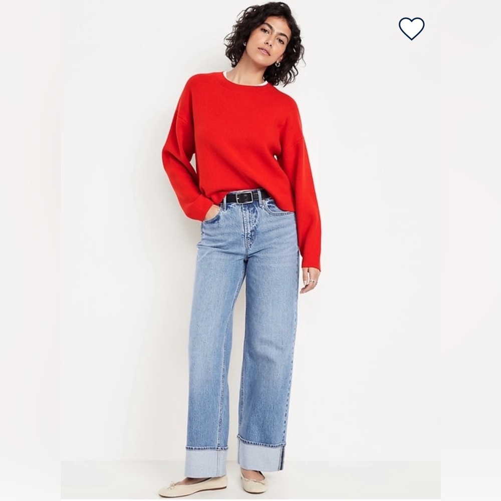 Old Navy Extra High-Waisted Cuffed Wide-Leg Jeans Sz 12P